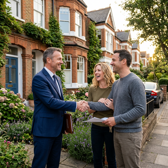 Happy clients receiving keys to their new property in Plymouth